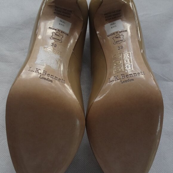 NEW LK Bennett SHILO $305 Tan Pumps Nude Leather 3.75" Heels EU 39 US 8.5 Spain - Picture 7 of 10